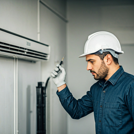 Tech Inspecting AC
