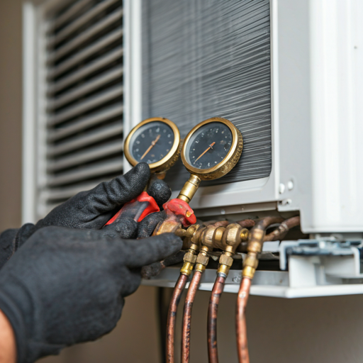 Close up of technician tools repairing an interior air conditioning vent and checking copper refrigerant lines with precision