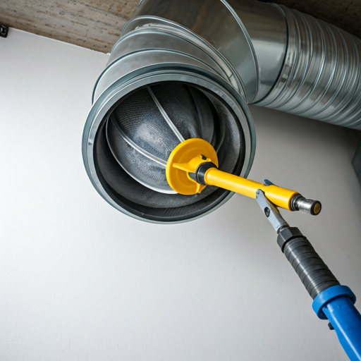 Professional air duct cleaning equipment being used inside a residential ventilation system to remove dust and allergens