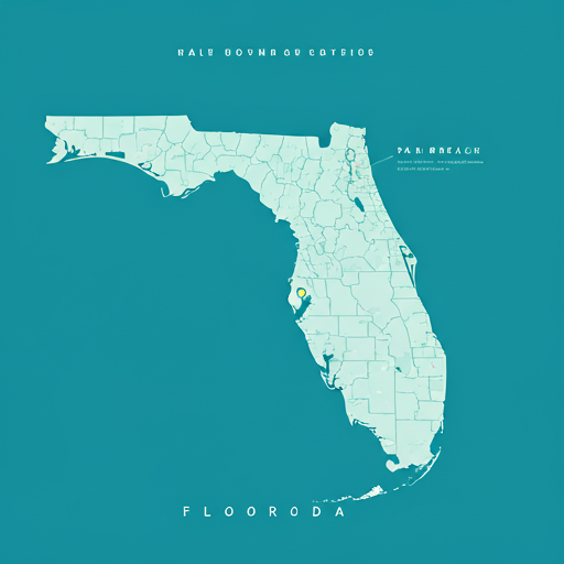 Clean stylized map of South Florida showing Palm Beach and Broward counties with professional digital pin markers