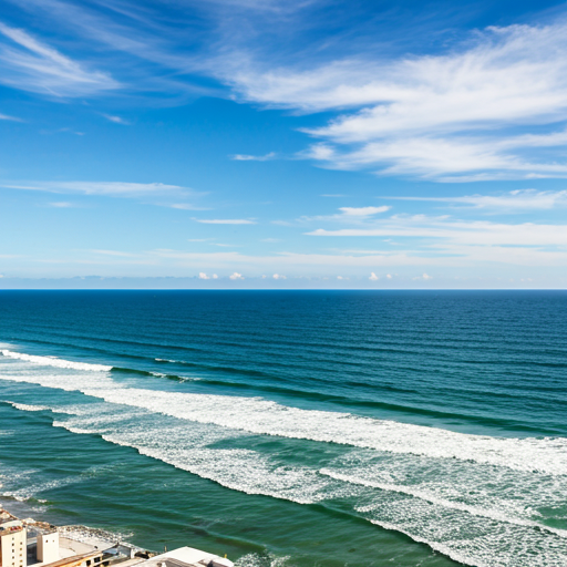 Wide-angle scenic view of the Pompano Beach Fisher Pier and coastline